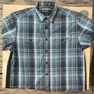 Wolverine Blue and Black Checkered Short Sleeve Side and Back Vented Shirt